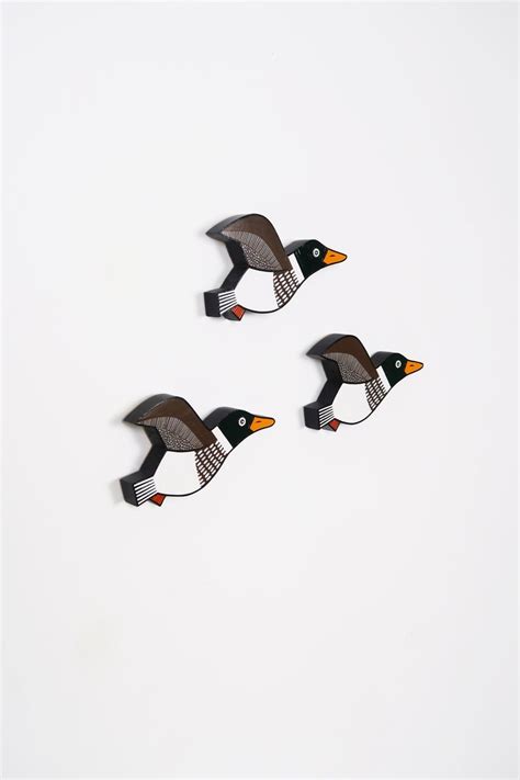 Flying Ducks Wall Art Mallard Duck Artwork Set Of 3 Etsy Uk