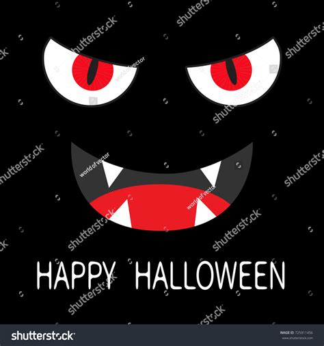 Happy Halloween Evil Red Eyes Dark Stock Illustration 725911456 ...