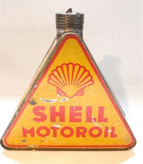 Bidon D Huile Triangulaire Shell Motoroil Avec Son Bouchon 19 X 19 5 X