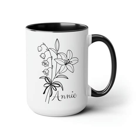 Personalized Birth Flower Coffee Cup With Name May Birth Flower T