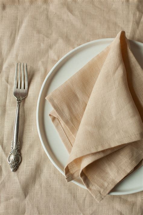 Wedding Linen Napkins Nude Cocktail Napkins Set Washed Linen Etsy