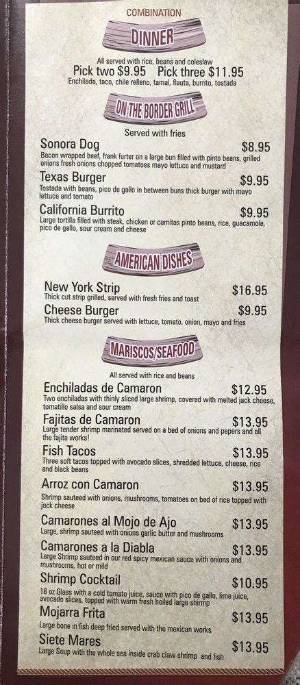 Menu At El Tapatio Mexican Grill Restaurant Vero Beach