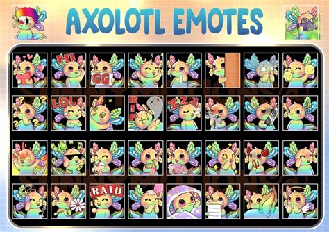 34 Twitch Discord Emotes Cute Rainbow Axolotl Galaxy Kawai Etsy