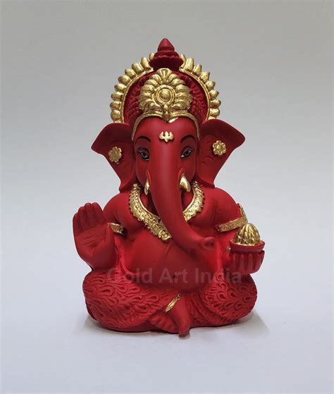 Gold Art India Ceramic Ganesh Idol For Car Dashboard X X Cm Gold