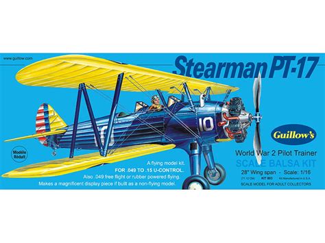 Guillows Stearman Pt 17 World War 2 Pilot Trainer 116 Balsa Model Kit