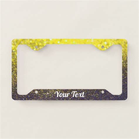 License Plate Frame-Your Text Glitter Yellow Black License Plate Frame ...