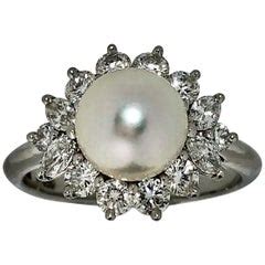 Tiffany and Co. Platinum Diamond and Pearl Ring at 1stDibs | pearl ...