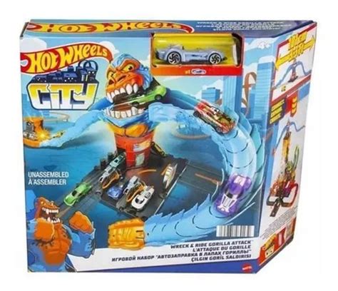 Hot Wheels Pista Hot Wheels City Ataque Do Gorila Hdr Color Turquesa Piezas MercadoLibre