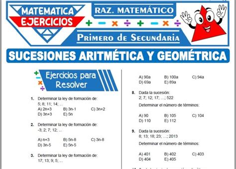 Ejercicios de Sucesiones Aritméticas y Geométricas para Primero de