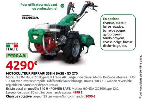 Promo Motoculteur Ferrari H Base Gx Chez Rural Master