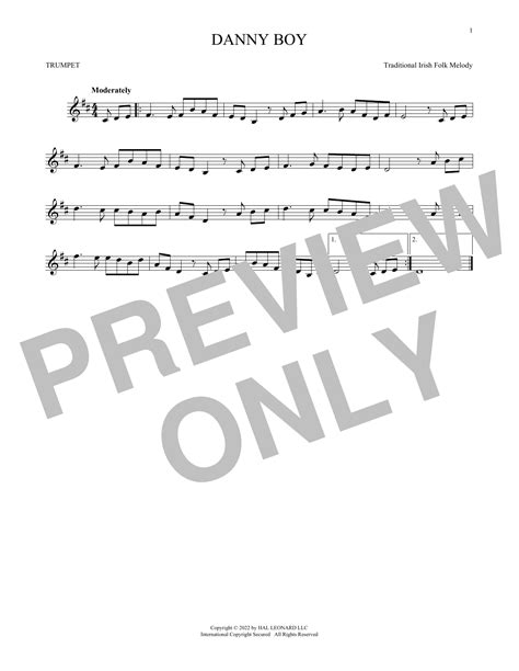 Danny Boy By Frederick Edward Weatherly Sheet Music For Trumpet Solo At