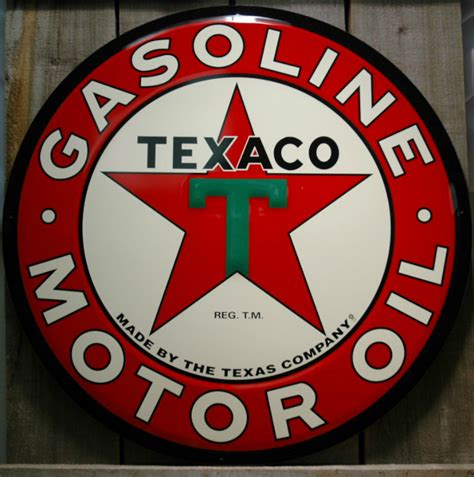 TEXACO GASOLINE AND MOTOR OIL Tin Sign Large Round 24" D Garage Barn Metal Signs | eBay