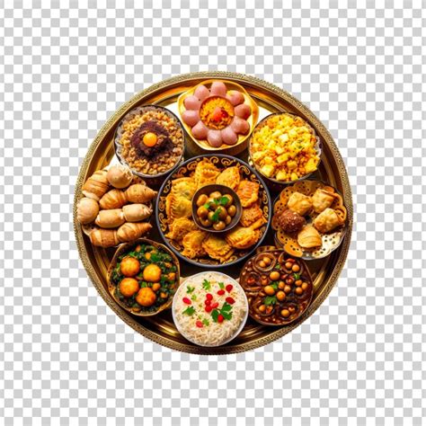 premium psd ramadan food iftar tray   transparent background