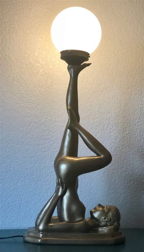 Art Deco Accent Lamp Nude Figure With Balanced Illuminated Etsy Art