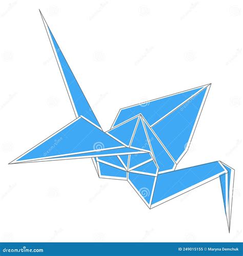 Origami Crane Vector Silhouette Illustration Icon Isolated On White