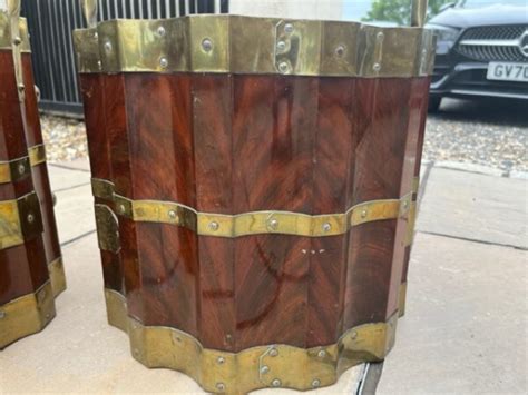 A Rare Pair Of Mahogany And Brass Band Coallog Buckets Christian