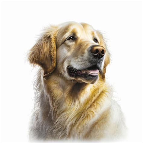 Dessin De Chien Golden Retriever Sur Fond Blanc Ia Générative Photo