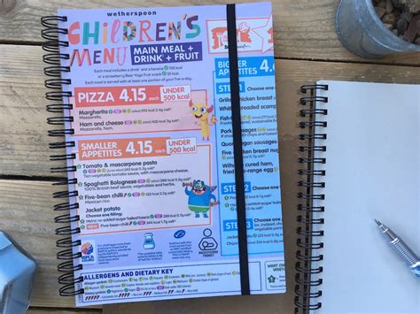 Recycledupcycled Childrens Food Menu Notebook Wetherspoons Etsy