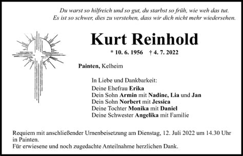 Traueranzeigen Von Kurt Reinhold Mittelbayerische Trauer