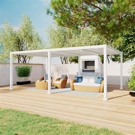 JOYESERY 12 Ft X 20 Ft Patio Pergola Aluminum Frame Hand Crank