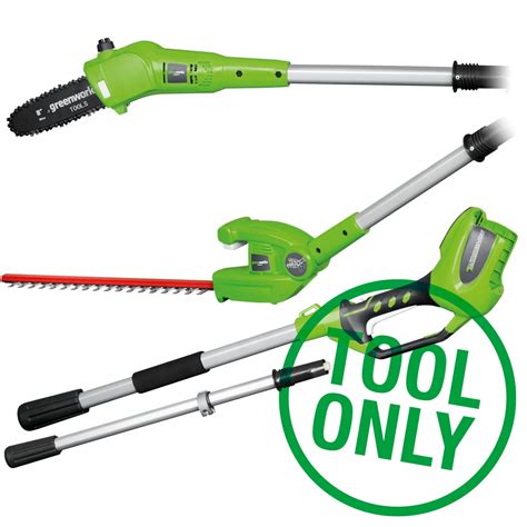 Greenworks G Pht V Cordless Long Reach Hedge Trimmer And Tree Pruner