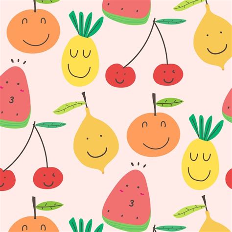 Cute Fruits Pattern Background Vector Premium Download