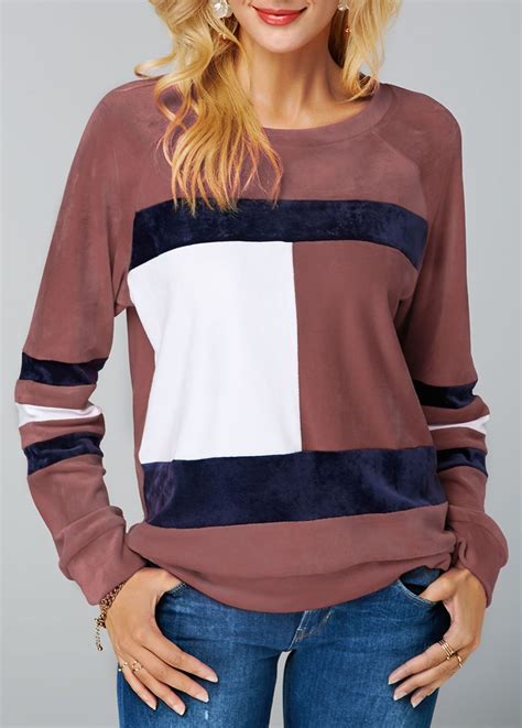 Round Neck Long Sleeve Dusty Pink Sweatshirt Usd 3326