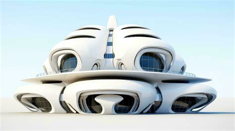 3D futuristic sci-fi white city architecture with organic skyscrapers ...