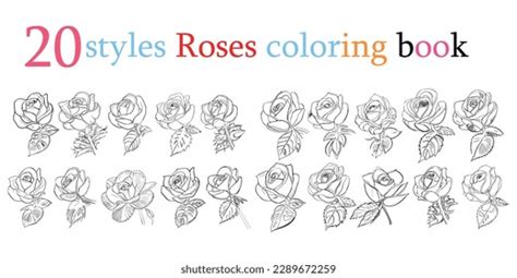 Twenty Roses Coloring Book Showcases Stunning Stock Vector Royalty