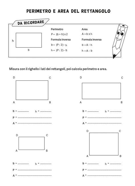 Schede Di Geometria Il Rettangolo Perimetro E Area Fantavolando
