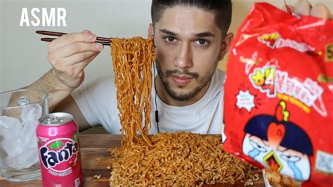 Asmr X Nuclear Fire Noodles Packs Kimchi Mukbang Real Eating