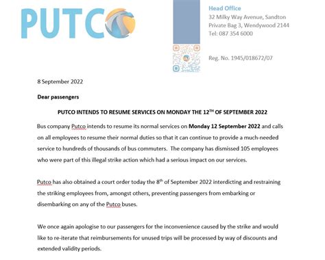 Putco Bus Plans To Resume Services Next Week