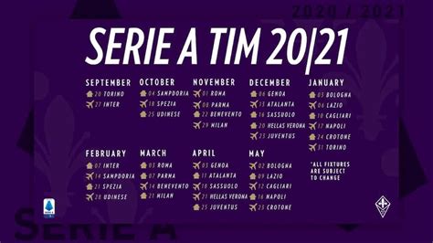 Il Calendario Della Fiorentina Per Il Campionato Di Serie A 2020 2021