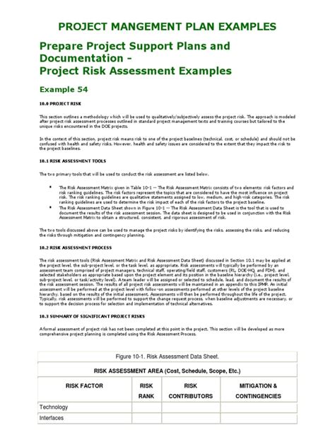 Project Mangement Plan Examples Pdf