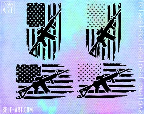 American Gun Flag Svg Rifle Flag Svg Guns Svg Flag Gun Svg Etsy