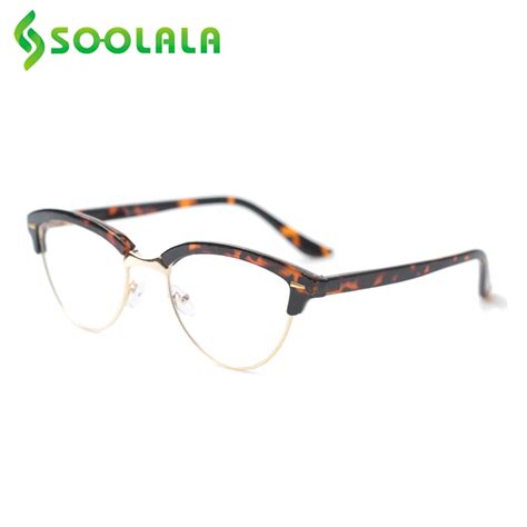 Soolala Semi Rimless Anti Blue Light Cat Eye Reading Glasses Women