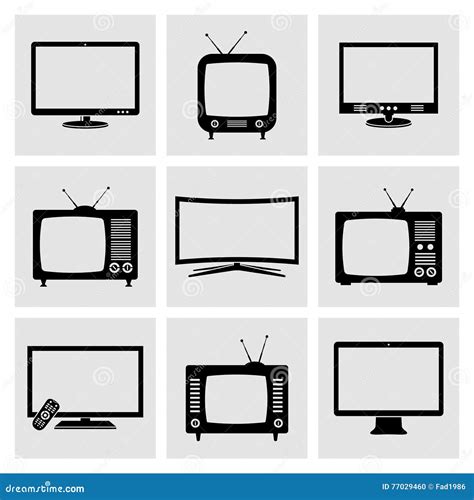 Tv Icons Set Stock Vector Illustration Of Screen Communication 77029460