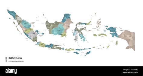 Indonesia higt detailed map with subdivisions. Administrative map of Indonesia with districts ...