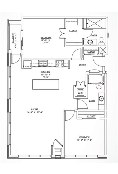 Two Bedroom Two Bath Layout