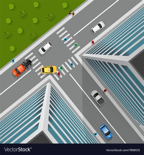 Top View On City Crossroad Royalty Free Vector Image