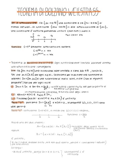 SOLUTION Lezione 17 Teorema Di Bolzano Weierstrass Rapporto Tra Il