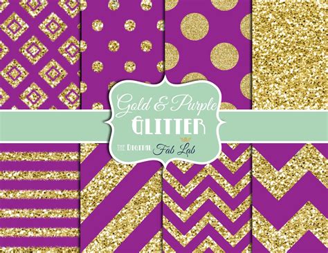 Gold And Purple Glitter Fabulous Chevron Stripes Polka Dots