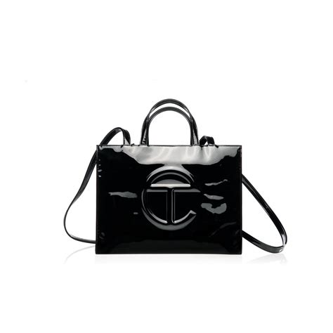 Medium Shopping Bag Black Patent Shoptelfar