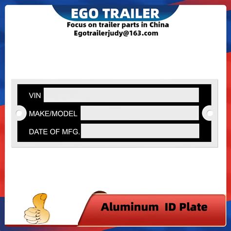 Blank Or Engraved Aluminum Trailer VIN Serial ID Tag Plate Data Car