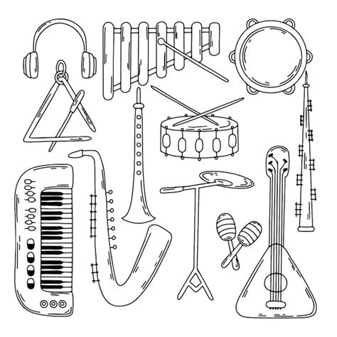 Instruments De Musique Dans Le Style De Doodles Dessin S La Main