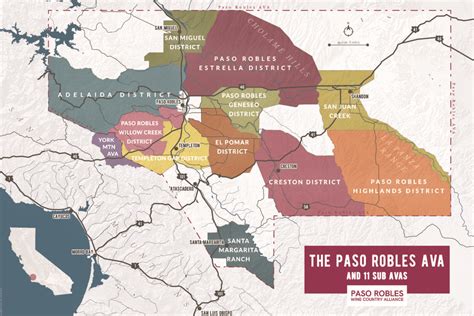 Paso Robles Wine Map Frontandback Paso Robles Wine Country Alliance