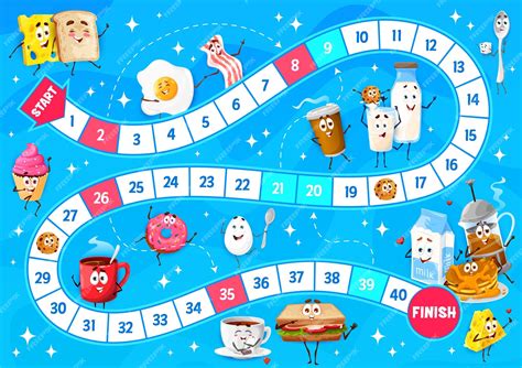 Jogo De Tabuleiro Desenho - Jogo de tabuleiro de passo com personagens de desenhos animados de café ...