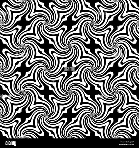 Vector sunburst seamless pattern with swirl and geometric wave ...