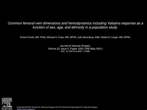 Common Femoral Vein Dimensions And Hemodynamics Including Valsalva