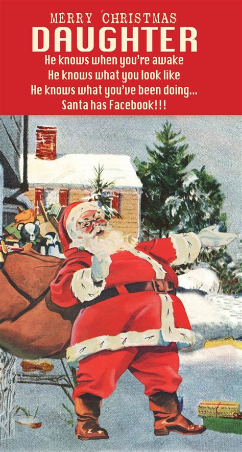 Santa Merry Christmas Daughter Funny Christmas Card Cards